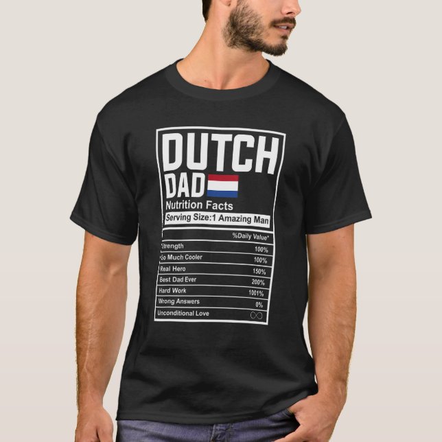 Camiseta Mens Dutch Dad Nutrition Facts Father's Day Nation (Frente)