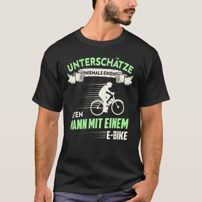 Camiseta Mens E Bike Electric Bicycle Pedelec Old Man Ebike (Frente)