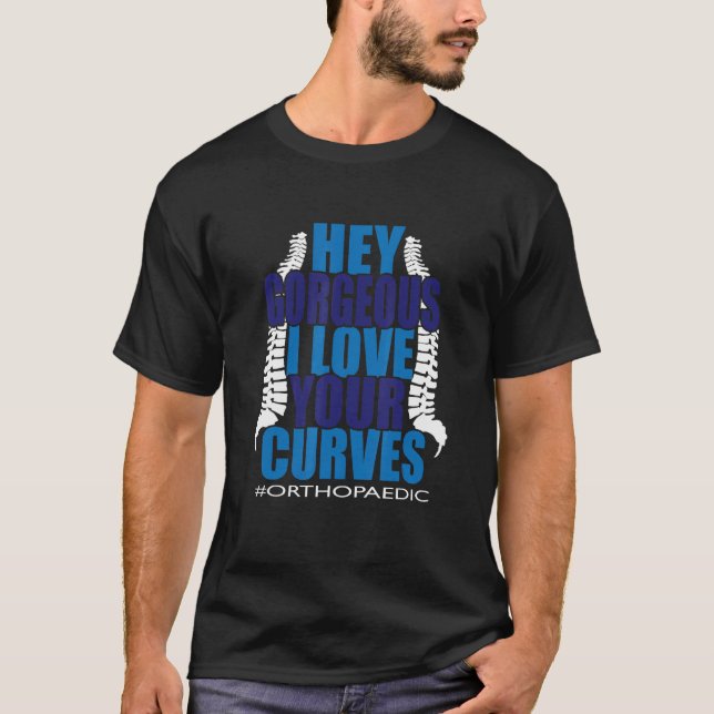 Camiseta Mens Ei Garganta Eu Amo suas Curvas Ortopedicas B (Frente)