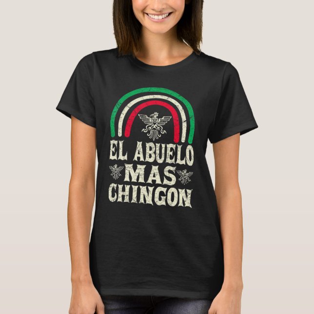 Camiseta Mens El Abuelo Mas Chingon Rainbow Avô mexicano (Frente)