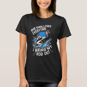Camiseta Mens Ela Engole Toda Vez Pesca Pescador