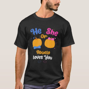 Camiseta Mens Ele Ou Ela Abuelo Te Ama Parte Revelação De G