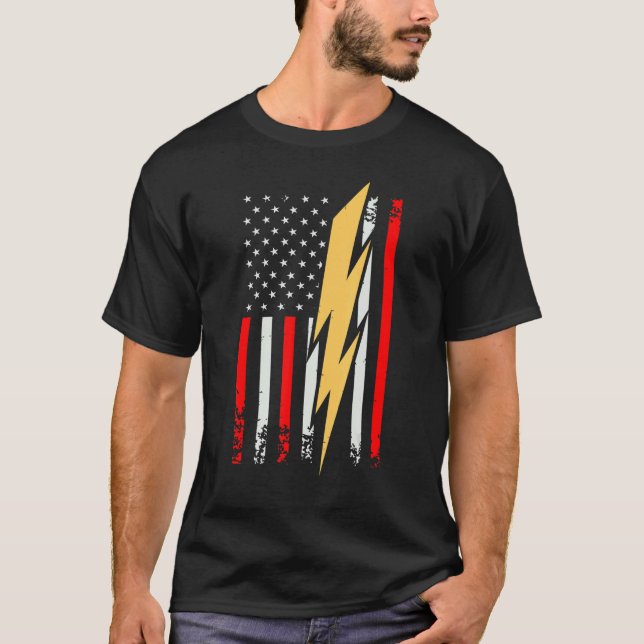 Camiseta Mens Electrician Patriotic US Tee electricians Wir (Frente)