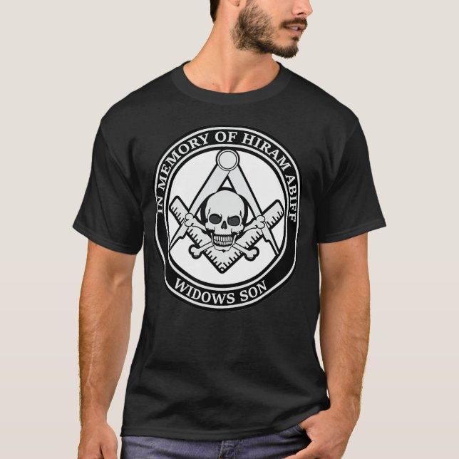 Camiseta Mens em Memória de Hiram Abiff Viúvas Son T (Frente)