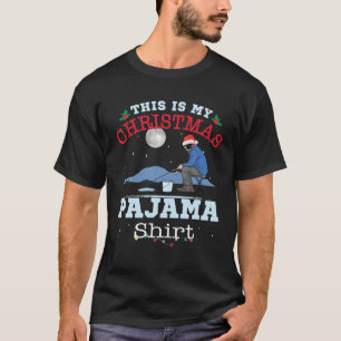 Camiseta Mens Engraçado Natal Engraçado Pesca Este É O M