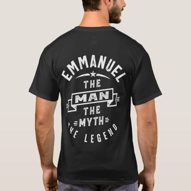 Camiseta Mens Engraçado Nome Personalizado Emmanuel (Verso)