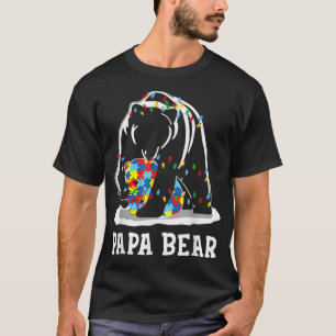 Camiseta Mens Engraçado Papá Urso Autismo Sensibilização Co