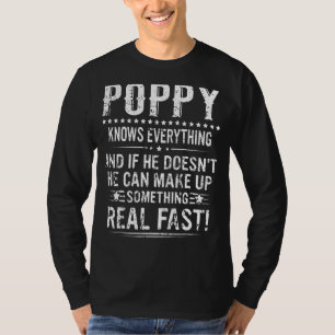 Camiseta Mens Engraçado Poppy Sabe Tudo Dia de os pais