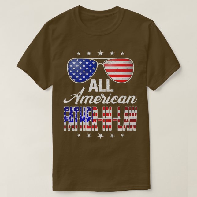 Camiseta Mens Engraçado Todo o Pai AmericanoInLaw Bandeira  (Frente do Design)