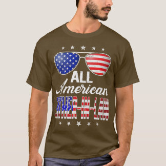 Camiseta Mens Engraçado Todo o Pai AmericanoInLaw Bandeira 