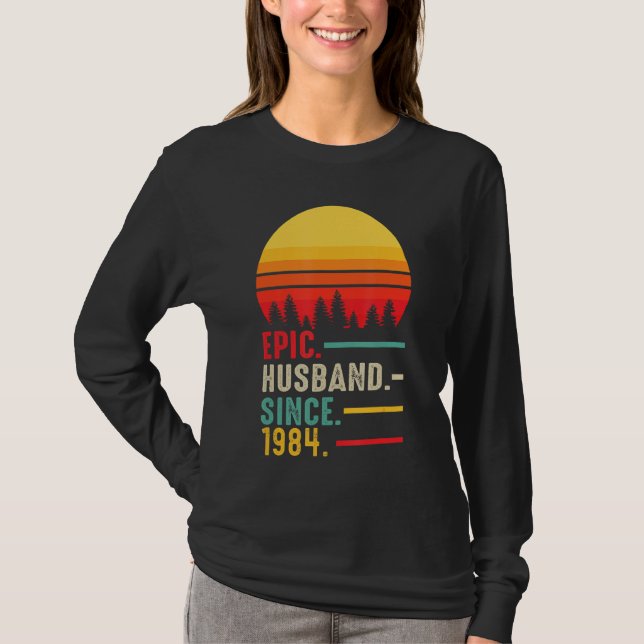 Camiseta Mens Epic Husband Desde 1984, feliz aniversário (Frente)