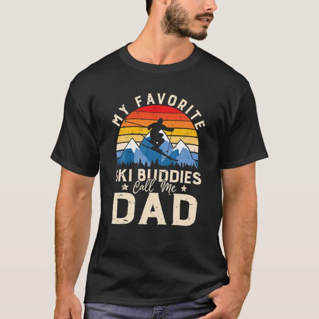 Camiseta Mens Esquiando Meus Amigos De Esqui Favoritos Me C (Frente)