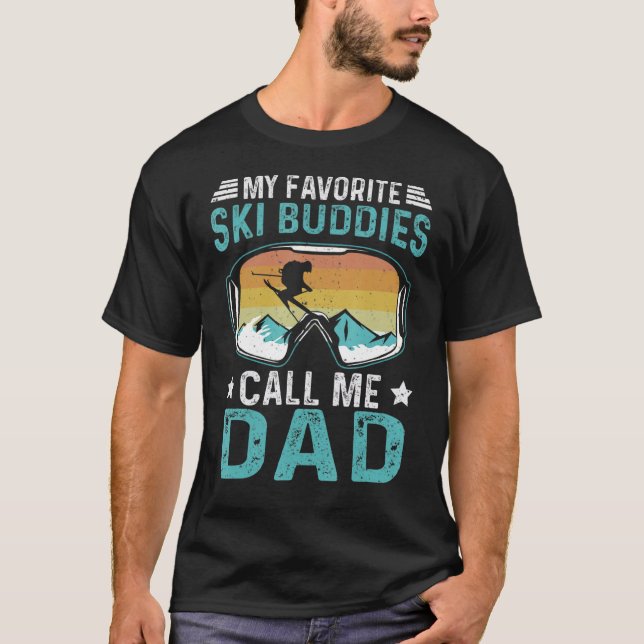 Camiseta Mens Esquiando Meus Amigos De Esqui Favoritos Me C (Frente)
