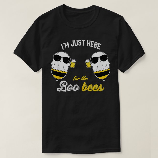 Camiseta Mens, estou aqui para o Boo Bees Halloween Ghos (Frente do Design)