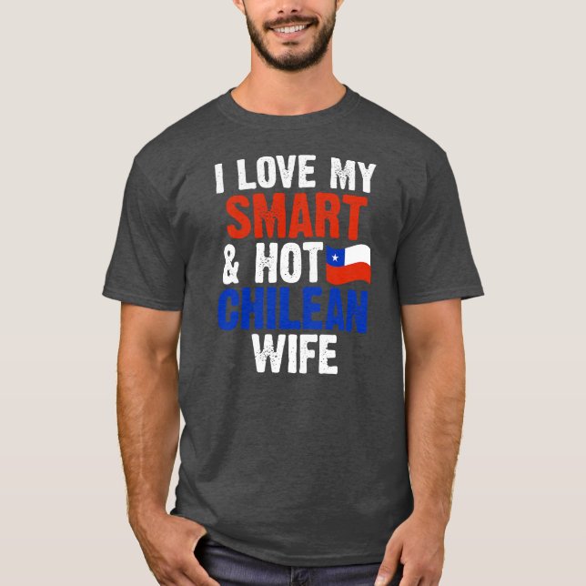 Camiseta Mens eu amo minha inteligente esposa chilena Chile (Frente)