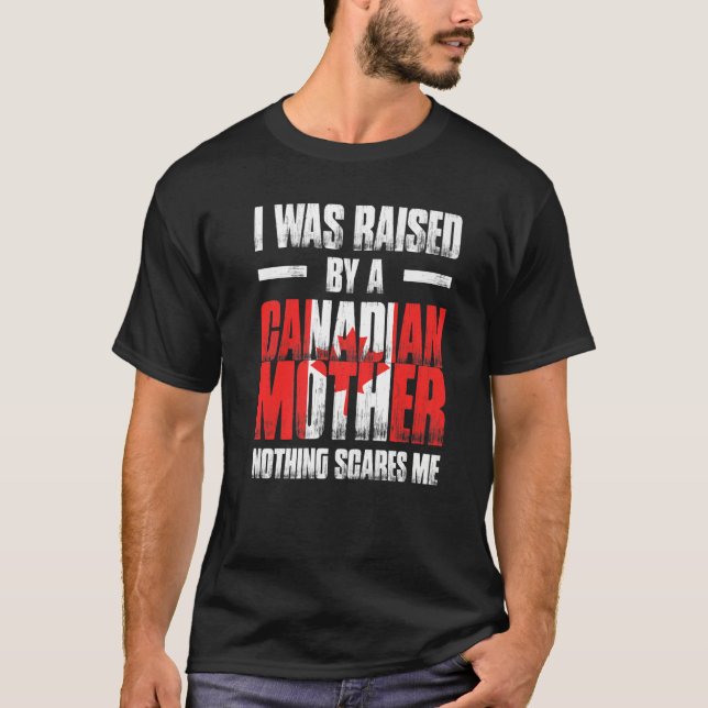 Camiseta Mens Eu Fui Criado Por Uma Mãe Canadiana Nada Sca (Frente)