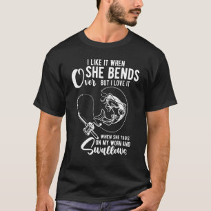 Camiseta Mens, Eu Gosto Quando Ela Se Curva Sobre Pescar Ad