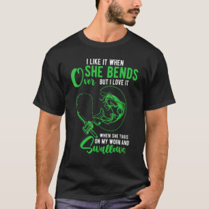 Camiseta Mens, Eu Gosto Quando Ela Se Curva Sobre Pescar Ad