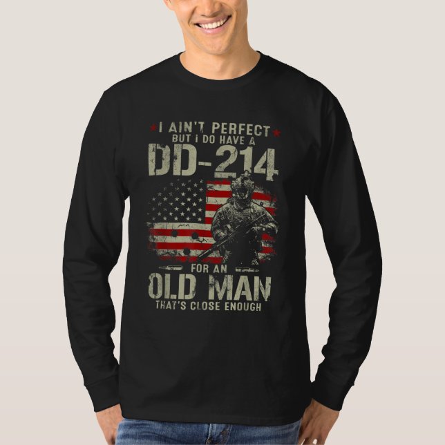 Camiseta Mens eu não sou perfeito eu tenho um veterano DD-2 (Frente)