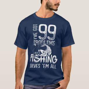 Camiseta Mens Eu Tenho 99 Problemas Mas Pescar