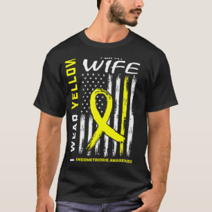 Camiseta Mens Eu Visto Amarelo Para Minha Esposa Endometrio