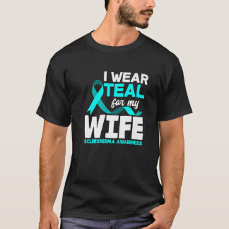 Camiseta Mens Eu Visto Teal Para A Minha Mulher Scleroderma