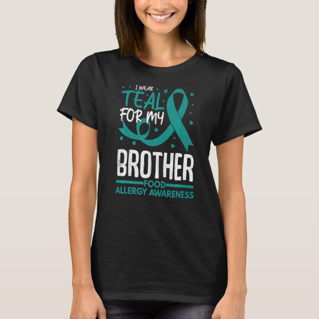 Camiseta Mens Eu Visto Teal Para Alergia Irmão Comida (Frente)
