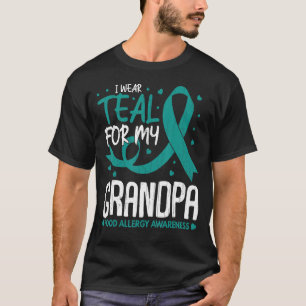 Camiseta Mens Eu Visto Teal Para Avô Comida Alergia Awarene
