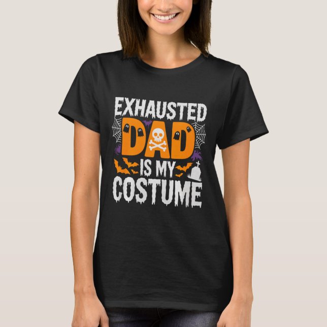 Camiseta Mens Exhausted Dad Is My Costume Shirt Men Hallowe (Frente)