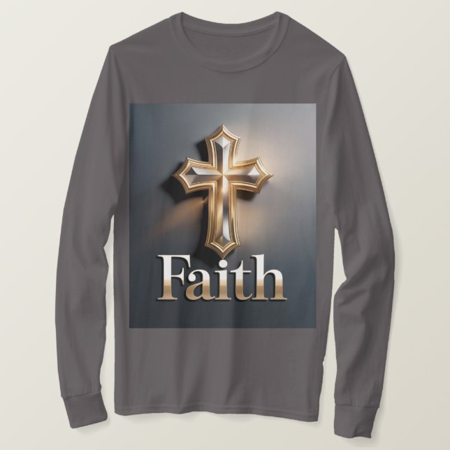 Camiseta Men's Faith Cross Grey T-Shirt (Frente do Design)