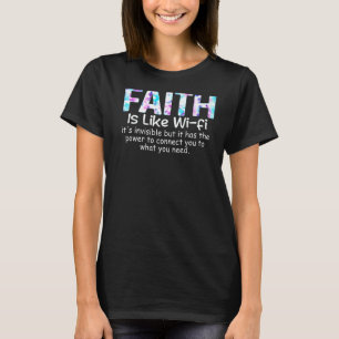 Camiseta Mens Faith É Como O Pasto Católico Wifi