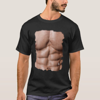 Camiseta Mens Falso Músculo Sob O Peito Seis Embalagens Abs