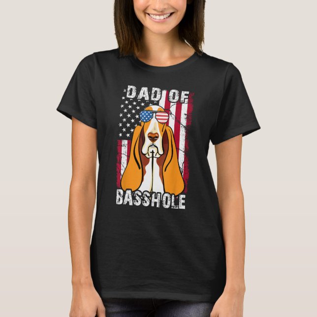 Camiseta Mens Father Day  Dad of Basshole Basset Hound Dog  (Frente)
