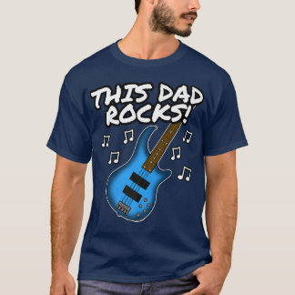 Camiseta Mens Fathers Day Bass Guitar, This Dad Rocks, Bass