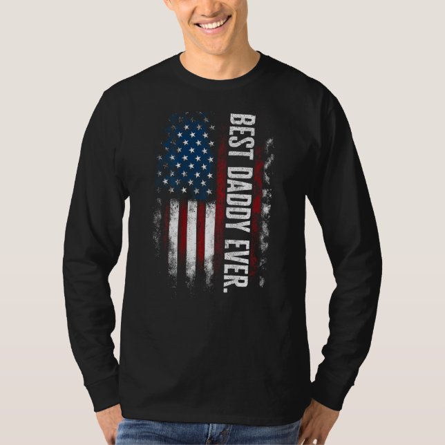 Camiseta Mens Father's Day Best Dad Ever with US American F (Frente)