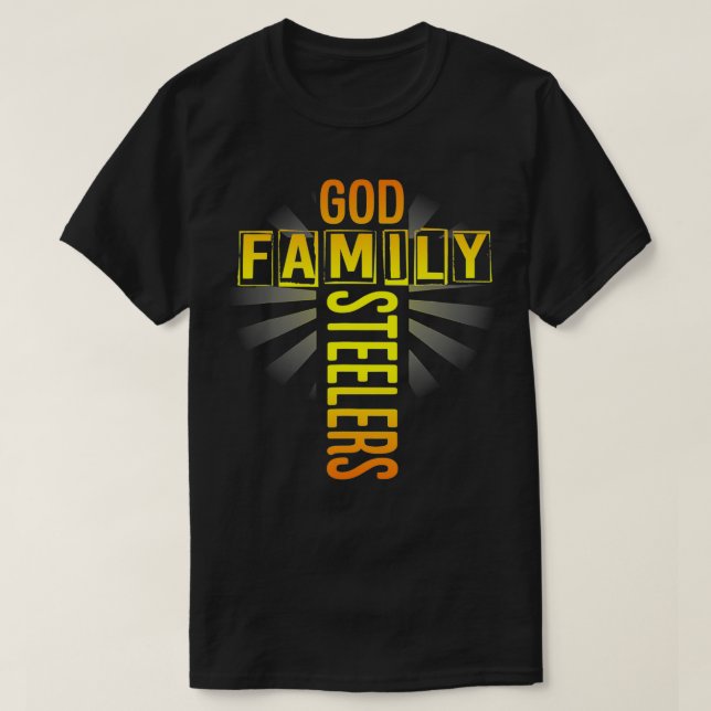 Camiseta Mens Father's Day Gift God Family Steeler Cross Ch (Frente do Design)