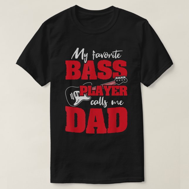 Camiseta Mens Favorite Me Chama Pai Guitar Bass Player 2371 (Frente do Design)