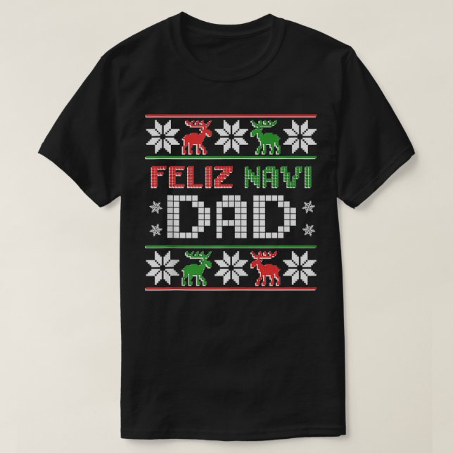 Camiseta Mens FELIZ NAVI PAI Navidad Funny Christmas Ugly S (Frente do Design)