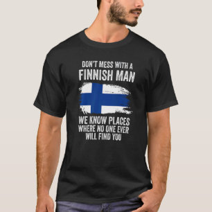 Camiseta Mens Finlandês Flag Finlândia