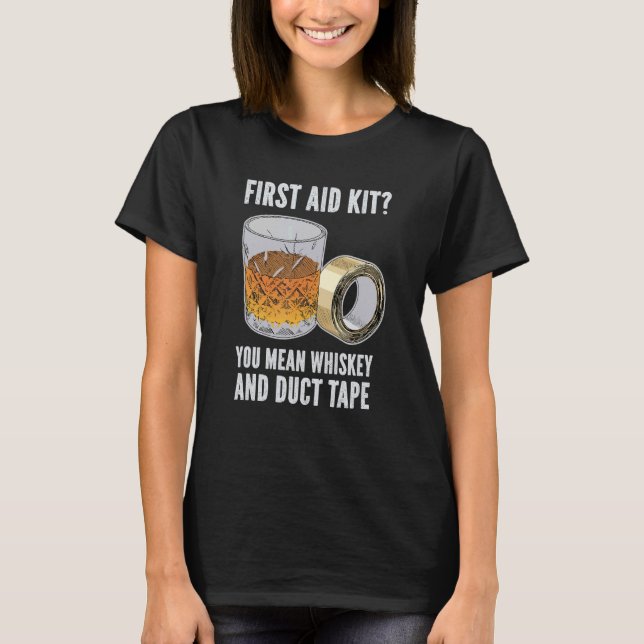 Camiseta Mens First Aid Kit You Man Whkey and Duct Tape (Frente)