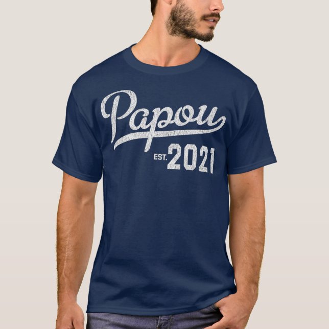 Camiseta Mens First Time Papou 2021 Greek Grandpa Baby (Frente)