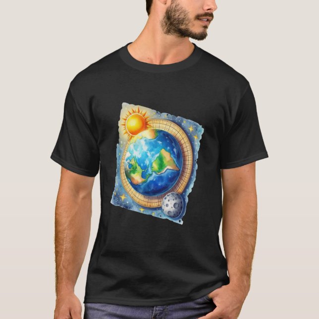 Camiseta Mens Flat Earth Society Engraçado Espaço de Conspi (Frente)