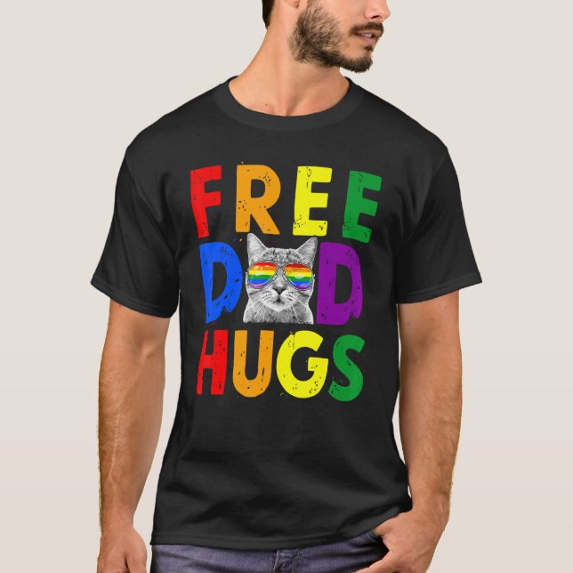 Camiseta Mens Free Pai Hugs Purride Orgulho Orgulhoso Ally  (Frente)