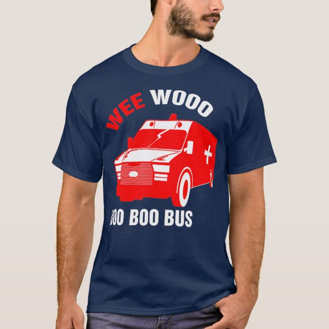 Camiseta Mens Funny EMT Wee Woo Boo Boo Bus Emergency (Frente)