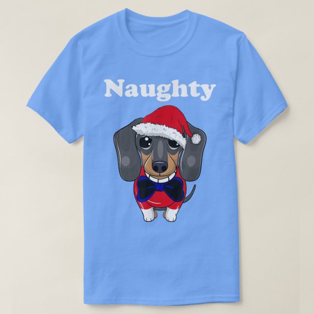 Camiseta Mens Funny Naughty Christmas Dachshund Funny Wiene (Frente do Design)