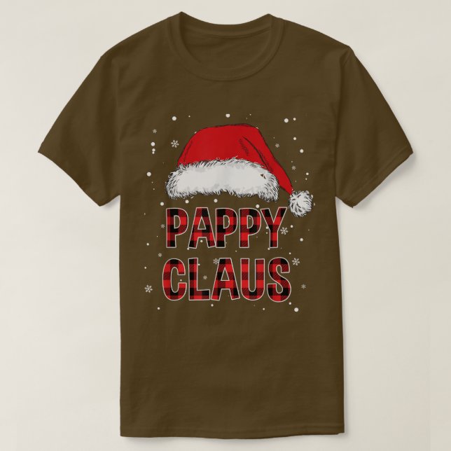 Camiseta Mens Funny Pappy Claus Red Plaid Christmas Family  (Frente do Design)