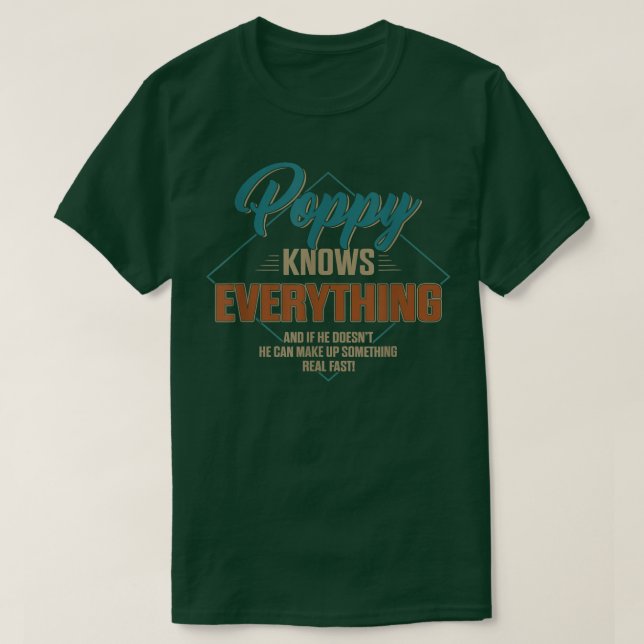 Camiseta Mens Funny Poppy Knows Everything For Grandpa And  (Frente do Design)