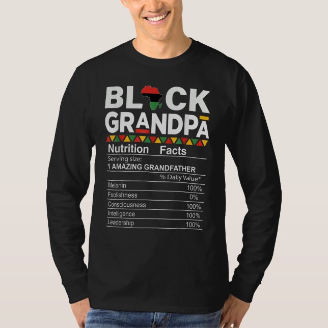 Camiseta Mens Funny Proud Black Grandpa Nutrition Facts Afr (Frente)