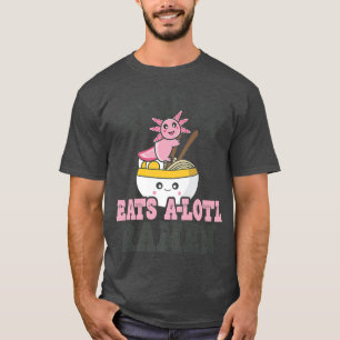 Camiseta Mens Funny Ramen Loving Pa Cute Axolotl Comendo Ra