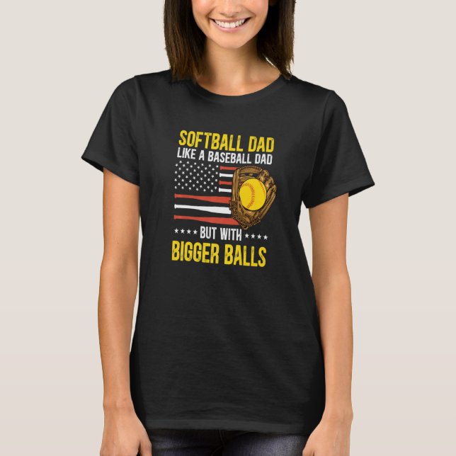 Camiseta Mens Funny Softball Dad Like A Baseball Dad US Fla (Frente)